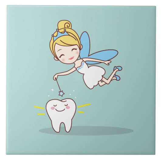 Cute Tooth Fairy Background Tegeltje (Voorkant)
