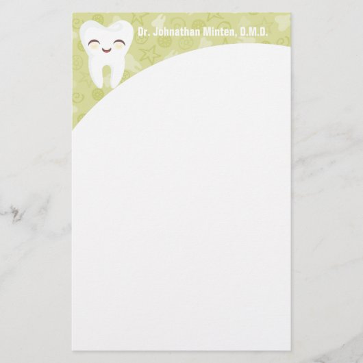 Cute Tooth - Groen, gepersonaliseerd papier (Voorkant)