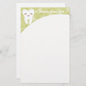 Cute Tooth - Groen, gepersonaliseerd papier (Voorkant / Achterkant)