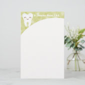 Cute Tooth - Groen, gepersonaliseerd papier (Staand voorkant)