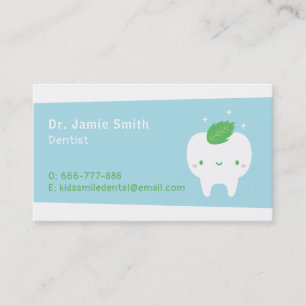 Cute Tooth Mint Leaf Dentist Visitekaartjes