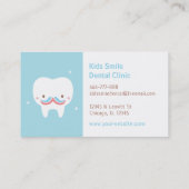 Cute Tooth Mustache Dentist Visitekaartjes (Achterkant)