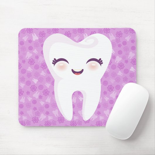 Cute Tooth - Paarse Mousepad Muismat (Met muis)