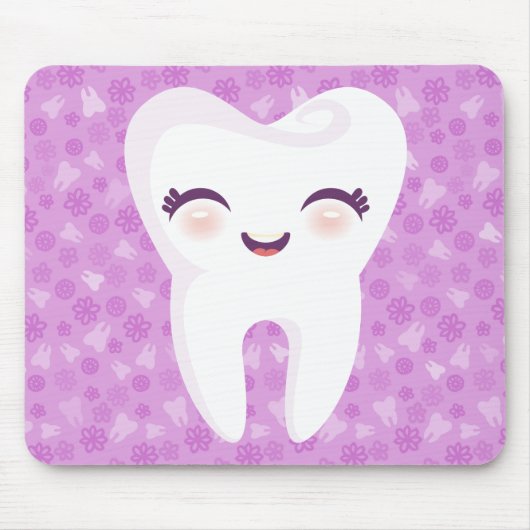 Cute Tooth - Paarse Mousepad Muismat (Voorkant)