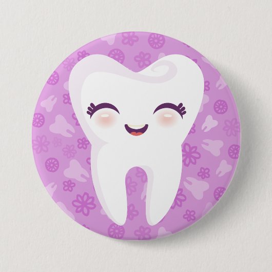 Cute Tooth - Paarse Pin Button (Voorkant)