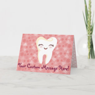 Cute Tooth - Roze - Aangepast Wenskaart Kaart