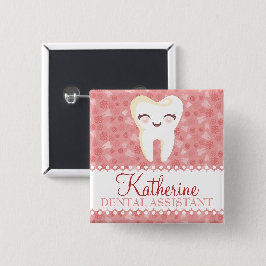Cute Tooth - Roze Button voor aangepaste badge (Voorkant /achterkant)