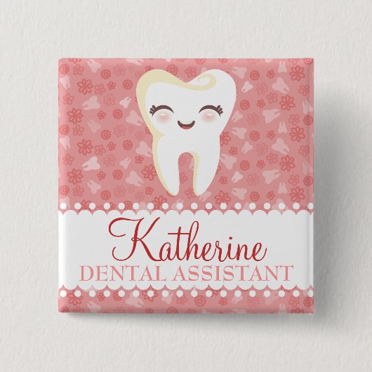 Cute Tooth - Roze Button voor aangepaste badge (Voorkant)