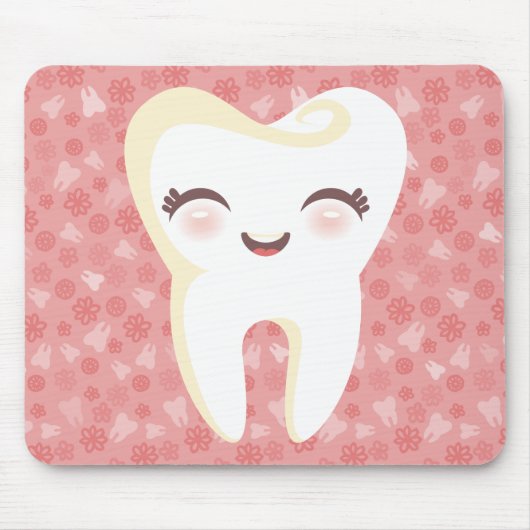 Cute Tooth - Roze  Mousepad Muismat (Voorkant)