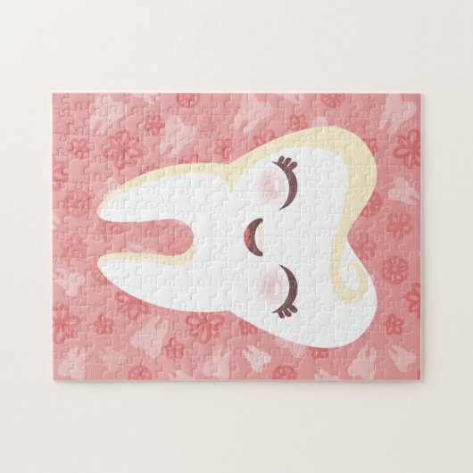 Cute Tooth - Roze  puzzel (Horizontaal)
