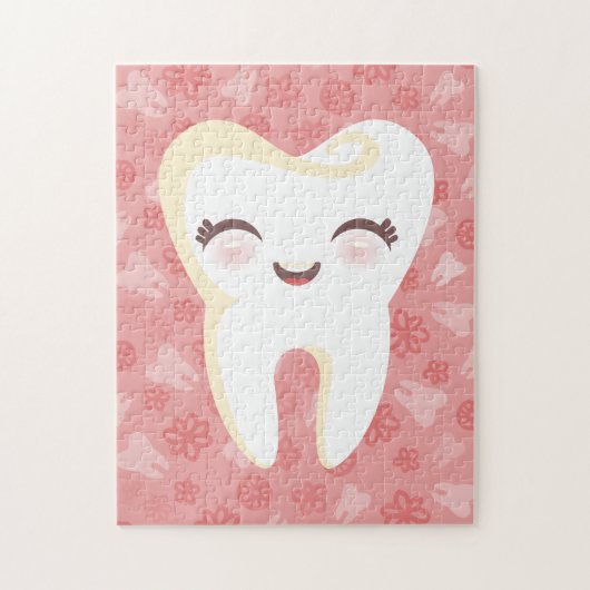 Cute Tooth - Roze puzzel Legpuzzel (Verticaal)