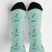 Cute Tooth Teal Mint Toothpaste Toothbrush Pattern Sokken (Top)