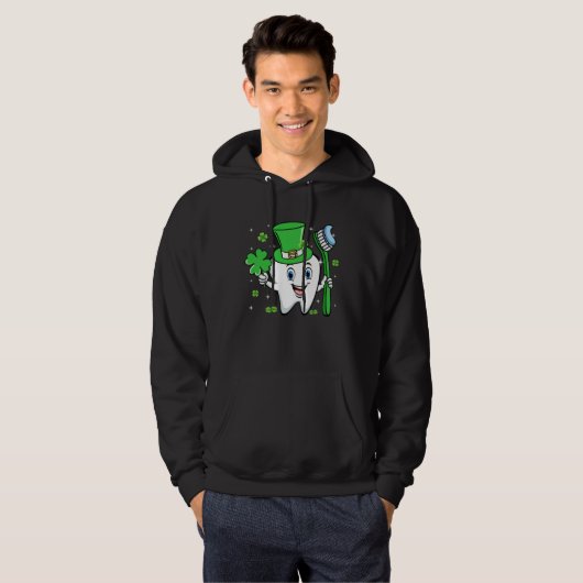 Cute Tooth With Hat Dental Assistant  St Patricks  Hoodie (Voorkant volledig)