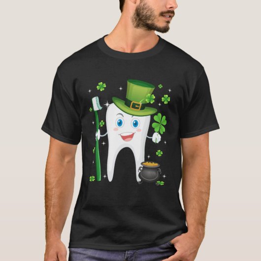 Cute Tooth With Hat Dental Assistant  St Patricks  T-shirt (Voorkant)
