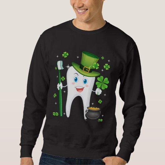 Cute Tooth With Hat Dental Assistant St Patricks Trui (Voorkant)