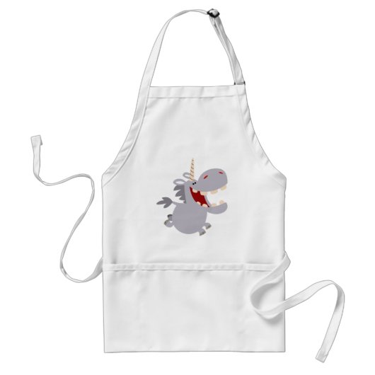 Cute Toothy Cartoon Unicorn Apron Standaard Schort (Voorkant)