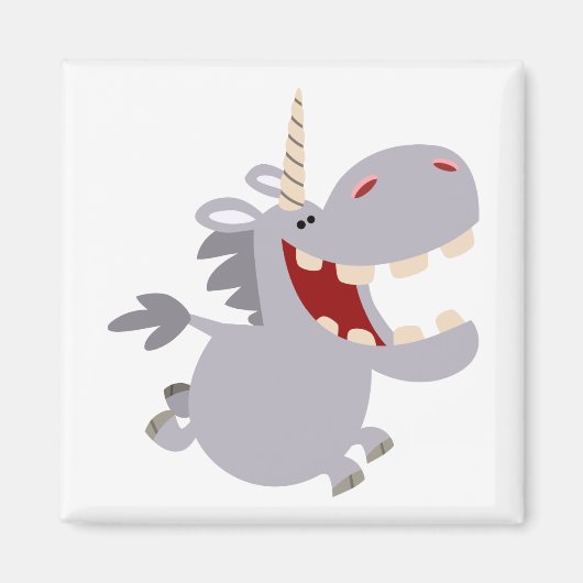 Cute Toothy Cartoon Unicorn Magnet (Voorkant)