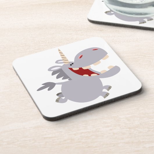 Cute Toothy Cartoon Unicorn Onderzetters Set (Linkerzijde)