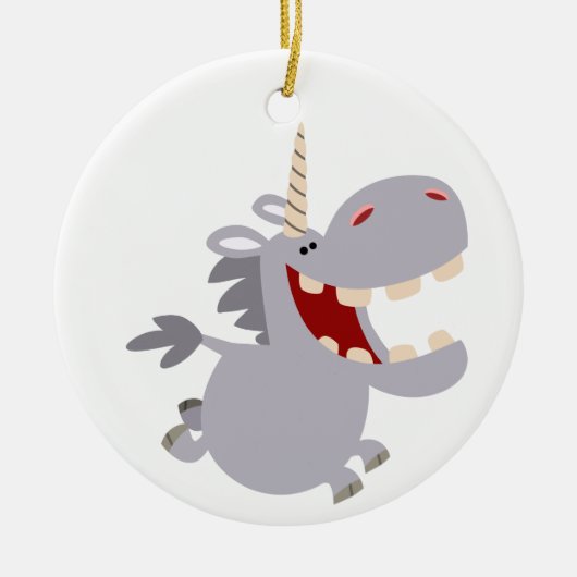 Cute Toothy Cartoon Unicorn Ornament (Voorkant)