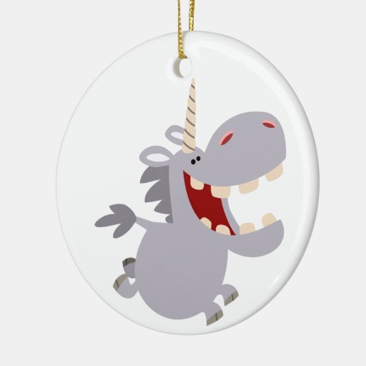 Cute Toothy Cartoon Unicorn Ornament (Links)