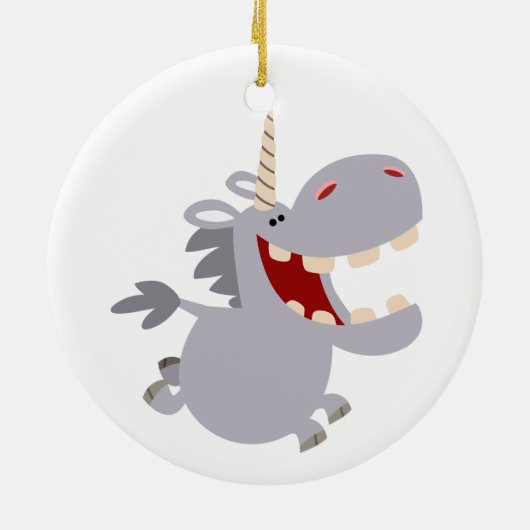 Cute Toothy Cartoon Unicorn Ornament (Achterkant)