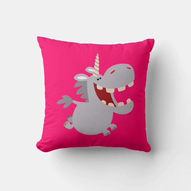 Cute Toothy Cartoon Unicorn Pillow Kussen (Voorkant)