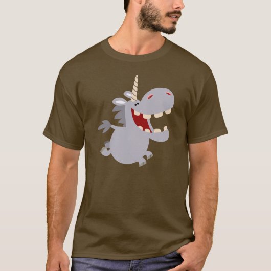Cute Toothy Cartoon Unicorn T-Shirt (Voorkant)