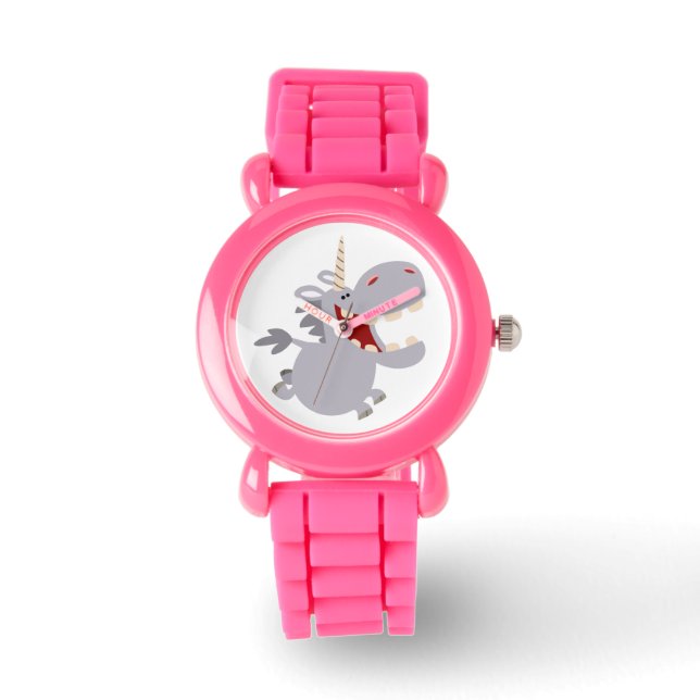Cute Toothy Cartoon Unicorn Watch Horloge (Voorkant)