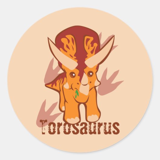Cute Torosaurus Ronde Sticker (Voorkant)