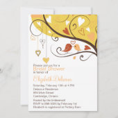 Cute Tortelduifjes Autumn Bridal Shower Invitation Kaart (Voorkant)
