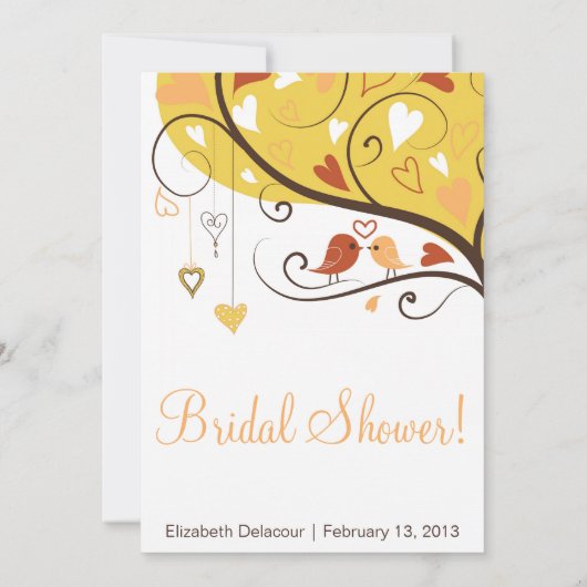Cute Tortelduifjes Autumn Bridal Shower Invitation Kaart (Achterkant)