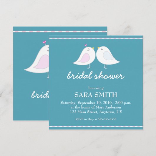 Cute Tortelduifjes Blauwgroen Vrijgezellenfeest Ui Kaart (Voorkant / Achterkant)