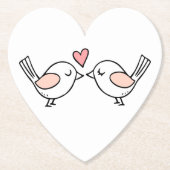 Cute Tortelduifjes Pink White Weddenschap Lovevoge Kartonnen Onderzetters (Voorkant)