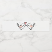 Cute Tortelduifjes Roze Black Lovevogels Weddensch Waterfles Etiket (Enkel label)