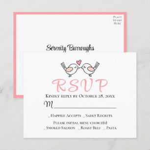 Cute Tortelduifjes Roze Lovevogels Weddenschap RSV Briefkaart