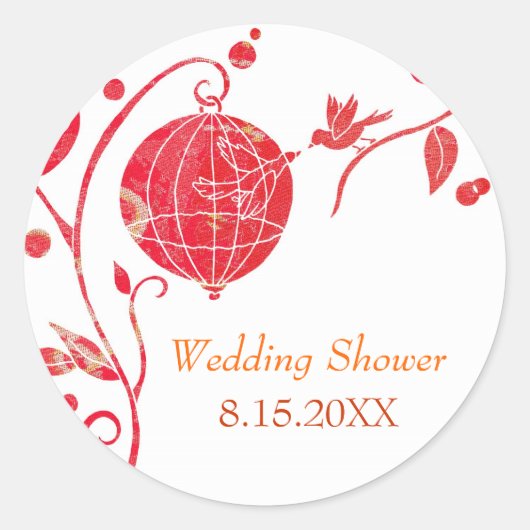 Cute Tortelduifjes Wedding Shower Ronde Sticker (Voorkant)