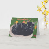 Cute Tortie Cat Damas de Autumn Wenskaarten Kaart (Gele Bloem)