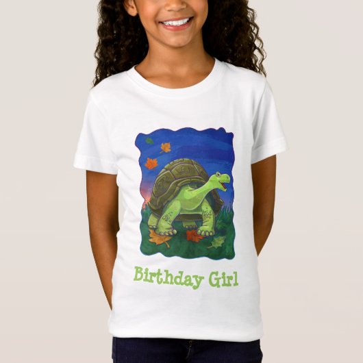 Cute Tortoise Birthday Girl T-Shirts (Voorkant)