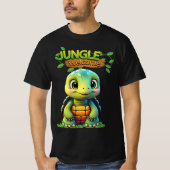 Cute Tortoise Box Turtle Animal Character Black 🐢 T-shirt (Voorkant)
