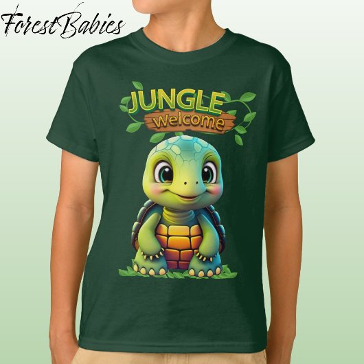 Cute Tortoise Box Turtle Animal Character Green 🐢 T-shirt