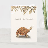 Cute Tortoise Brown Personalized Birthday Kaart (Voorkant)
