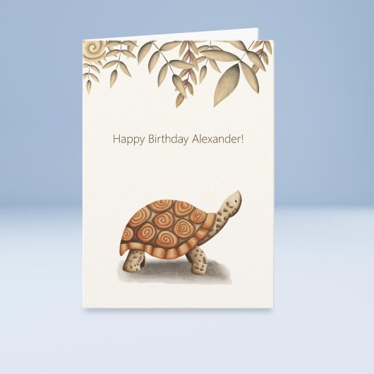 Cute Tortoise Brown Personalized Birthday Kaart