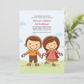 Cute Tots Birthday Invitation Kaart (Staand voorkant)