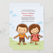 Cute Tots Birthday Invitation Kaart (Voorkant / Achterkant)