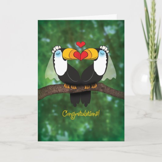 Cute Toucan Lesbian Wedding Gefeliciteerd Kaart (Voorkant)