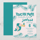 Cute Toucan Luau Tropical Bird Birthday Summer Inv Kaart (Voorkant / Achterkant)