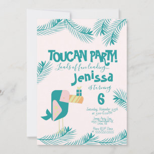 Cute Toucan Luau Tropical Bird Birthday Summer Inv Kaart