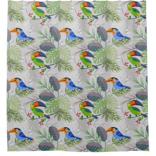 Cute Toucan-vogel, Elk vogelpatroon, Waterverven Douchegordijn (Voorkant)