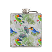 Cute Toucan-vogel, Elk vogelpatroon, Waterverven Heupfles (Achterkant)