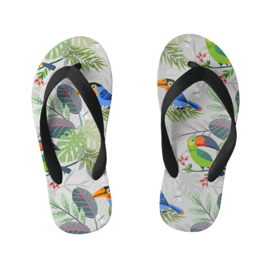 Cute Toucan-vogel, Elk vogelpatroon, Waterverven Kinder Teenslippers (Voetbed)